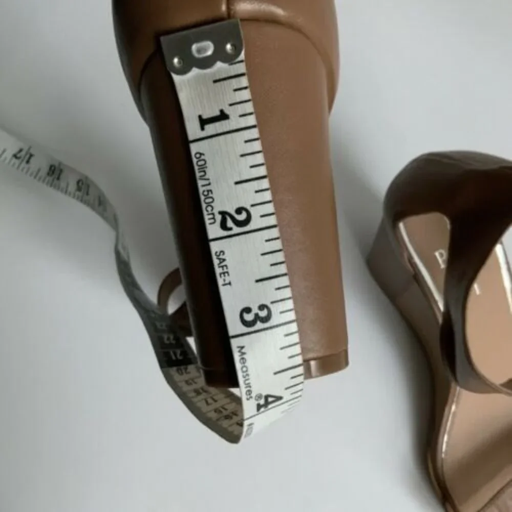Linea Paolo Leather Elodie Ankle Strap Wedge Brown 9.5
